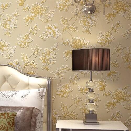 Beibehang Non - woven wallpaper European garden bedroom background living room wallpaper 3D stereoscopic sculpture