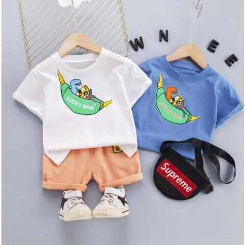 0-4 Years Summer Boy Clothing Set 2021 New Casual Fashion Active Cartoon T-shirt+ Pant Kid Children Baby Toddler Boy Clothing