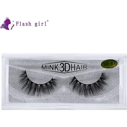 Flash Girl 1Pair Handmade Real Fur Eyelashes Full Strip Eyelashes Makeup 3D Natural Soft Silk Eyelashes