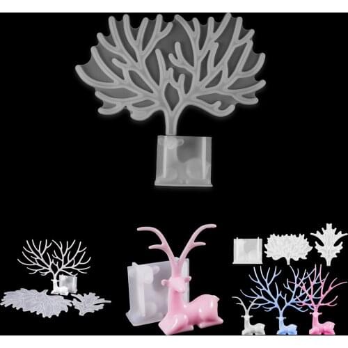 1Set Elk Silicone Mold UV Epoxy Resin Elk Antlers Crystal Mould For DIY Casting Crafts Christmas Home Decorations Making Tools