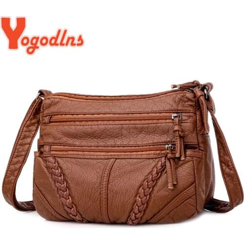 Yogodlns Winter New Shoulder Bag For Women Soft PU Leather Crossbody Bag Vintage Messenger Bag Lady Handbag Brands Lady Pouch