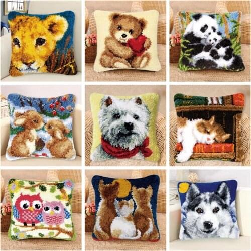Three Cats Embroidery Carpet Crocheting Foamiran Tapijt Cushion Button Package Latch Hook Rug Canvas Knitted Diy Latch Hook Kits