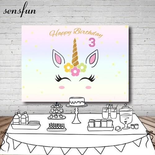 Girls Birthday Baby Unicorn Party Photography Backdrop Cartoon Pink Theme Gold Little Stars Baby Shower Photocall 7x5ft Vinyl