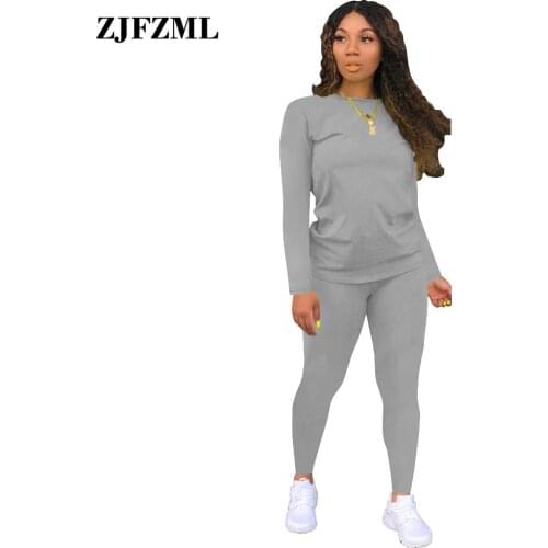 Women Solid Fitness Two Piece Tracksuit Athleisure Outfits O-neck Long Sleeve Tops+bodycon Trouser Workout Running Slim Outfit