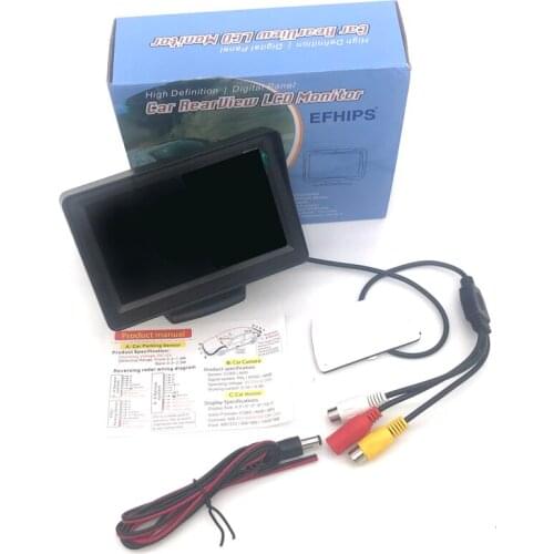 EFHIPS 4.3 inch TFT LCD screen Car Monitor Rearview Reverse Parking Monitor with 2-channel Video Input,Camera optional