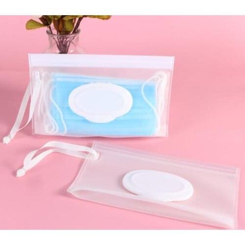 10pcs Wet Wipes Bag Easy-Carry Snap-Strap Portable Flip Cover Cosmetic Pouch Tissue Box Carrying Case Storage Bag