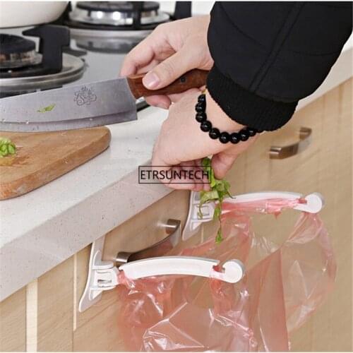 50Set Plastic Trash Hanger Racks Cupboard Door Hanging Holder Kitchen Cabinet Garbage Bags Hooks For Storage Bag