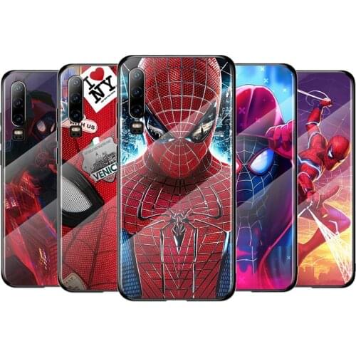 Marvel Spider-Man For Huawei P40 P30 P20 P10 Pro Plus Lite 5G 2019 Tempered Glass Cover Shell Luxury Phone Case