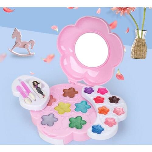Children Girls Game Play Lip Gloss Eyeshadow Blush Makeup Box Cosmetics Toy Set Non-toxic Washable Beauty Makeup Box Baby Gifts