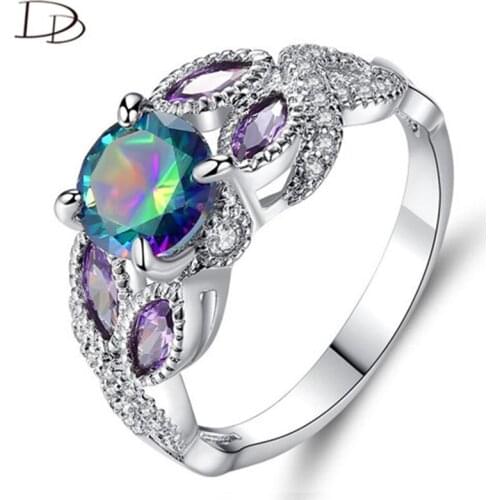 DODO Luxurious Round Colorful AAA Cubic Zircon Rings For Women Fashion Regatta Design Wedding Bague Jewellery Bijoux Femme R500