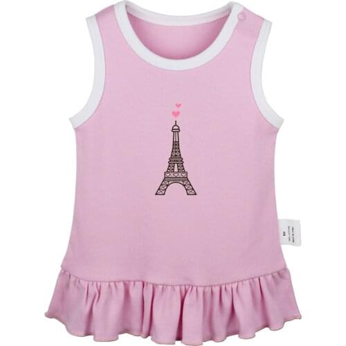 The Top Two Pink Love the Eiffel Tower Be the Good Enjoy Your Life Girls Dresses Toddler Sleeveless Dress Infant Cotton Clothes