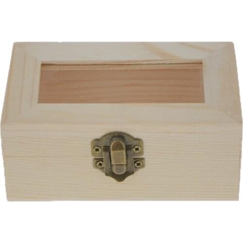 Phenovo Glass Door Unfinished Wooden Jewelry Storage Box For Kids DIY #1