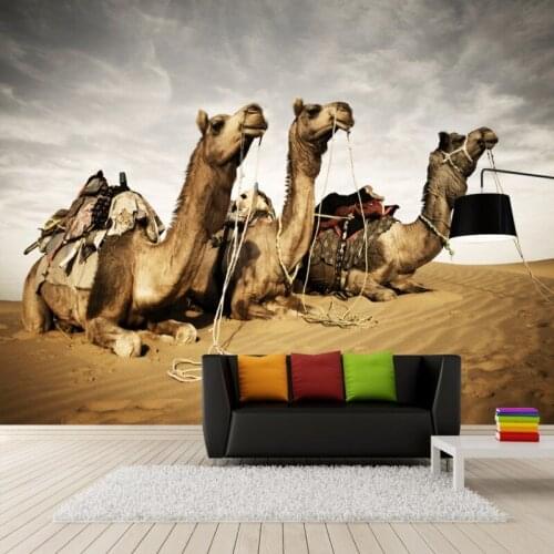Custom mural 3D stereo custom mural Camel Desert Gobi Desert Chinese Fresco TV Background wallpaper living room mural
