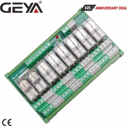 GEYA 2NG2R 8 Channel Omron Relay Module 2NO 2NC 12V 24V AC & DC DPDT Relay for PLC Automation Project
