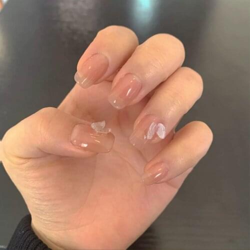 Gradual pure color with butterfly bow 3d decorated fake nails 24pcs/set false nails with designs DIY Manicure Nail Art Tool