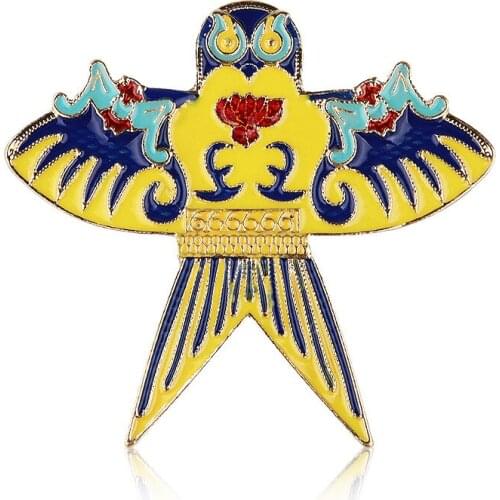 HOSENG Yellow Swallow Animal Kite Cartoon Brooch Fashion Elegant Alloy Retro Ethnic Style Enamel Jewelry Pin Gift HS_313