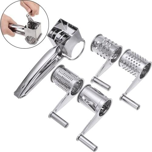 Stainless Steel Cheese Vegetables Grater Slicer Butter Cutter Grater Multifunctional Rotary Hand Cheese Tools + 4 Planer Tools