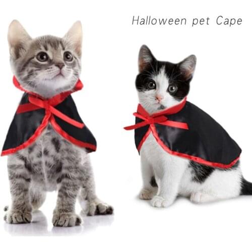 Halloween Pet Cat Dog Costumes Cute Cosplay Vampire Cloak Cape Cap Witch Cosplay Horns Role Play Clothes For Party FD