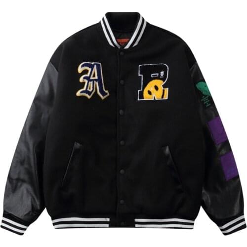 Baseball Jacket Brand Men Street Stitching Color Contrast Smile Face Flocking Embroidery Mens Fashion Hip Hop Winter Jacket Coat