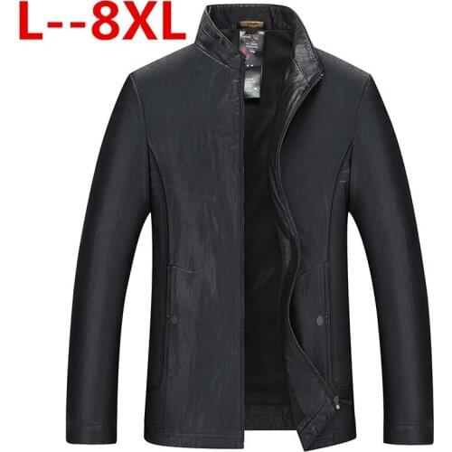 8XL 6X Mens leather Jacket design stand collar Coat Men casual motorcycle leather coat Mens Sheepskin jackets Windbreaker Coats