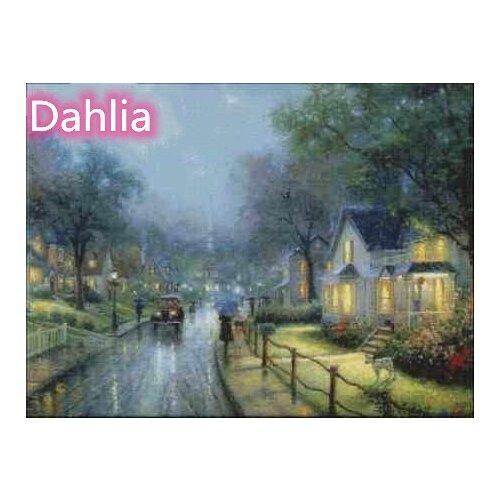 Street View on Rainy Day Cross Stitch Kits Art Crafts Top Quality Embroidery Needlework DIY 14CT Unprinted Decor Handmade