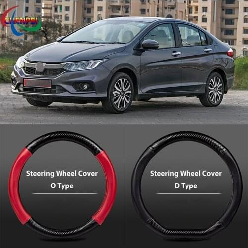 38cm Non-Slip Dreathable Carbon Fiber Steering Wheel Cover For Honda City Car interior decoration accessories