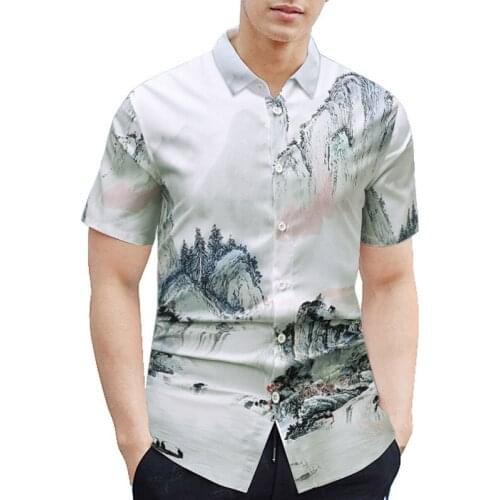 2021 Summer New Casual Men Oversized Hawaiian Short Sleeve Shirt Fashion Mens Harajuku Beach Shirts Blouses Tops Goth Shirt