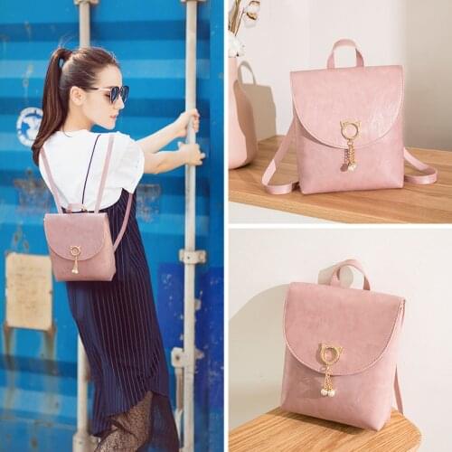 New Womens Mini Backpack Luxury Solid color Small Pearls Decoration PU Leather Backpack Cute Student Bagpack Small School Bags