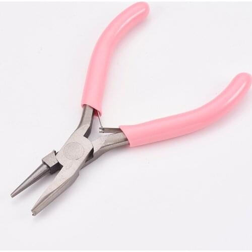 Pandahall 1Pc Pink Color Jewelry Making Plier Round Polishing Carbon Steel Nose Pliers for Jewelry Making Wire Looping Tool Kit
