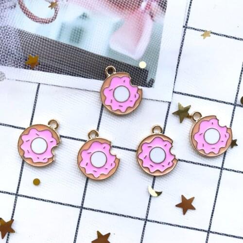 15*18mm Alloy Charms donuts Pendant Cute fashion Dazzle colour quality Charms earrings For DIY Necklace Jewelry Accessories