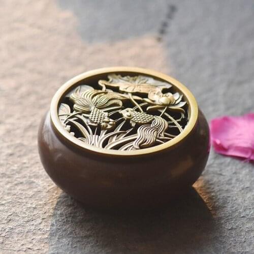 Fish lotus Cameo furnace Metal Brass Copper Coils incense Zinc Alloy Censer Thurible burner Coil Incense burner Incensory