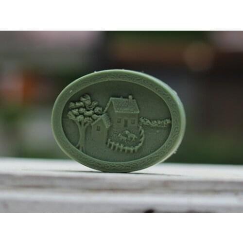 Wholesale!!1pcs Christmas Series Little House and Dogs (R1203) Silicone Handmade Soap Mold Crafts DIY Mould