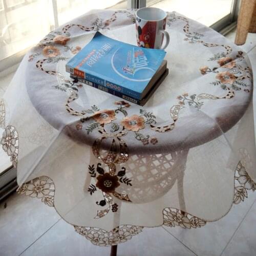 New 85*85cm Dinner Cloths for Wedding Embroidery Art Tablecloth 1Pcs Pastoral Round Square Dining Table Cloths Home Table Cover