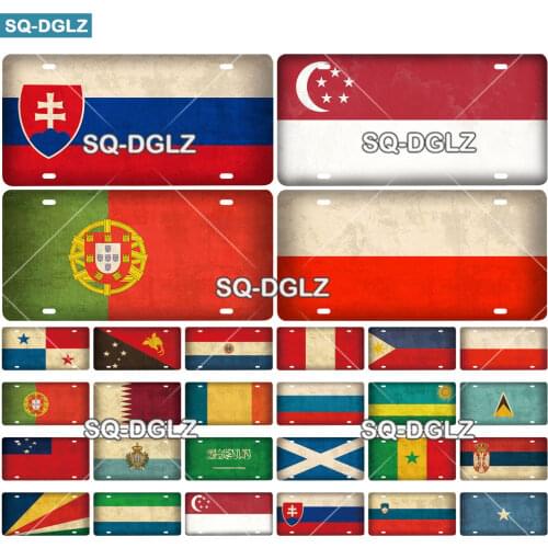 [SQ-DGLZ]P-S Country Flag License Plate Metal Sign Vintage Tin Sign Wall Decor For Club Travel Poster Saudi Arabia/Russia