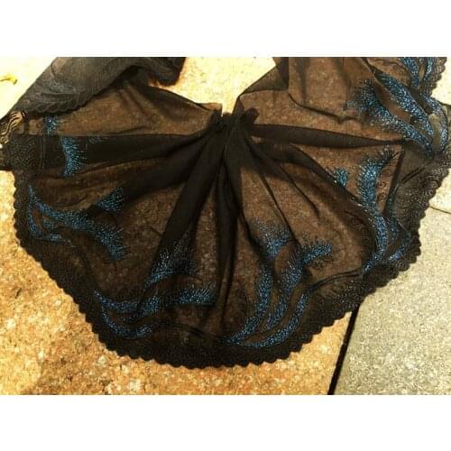 15yards 17cm Wide Handmade Patchwork Material Black Mesh Tulle Embroidered Lace Fabric DIY Sewing Crafts Laces Trim Accessories