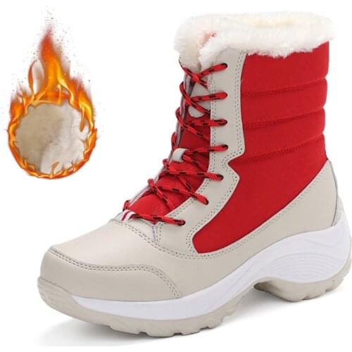 Anti-slip Womans High Top Cotton Shoes Comfortable Waterproof Winter Female Plush Warm Hiking Sneakers Outdoor Snow Boots