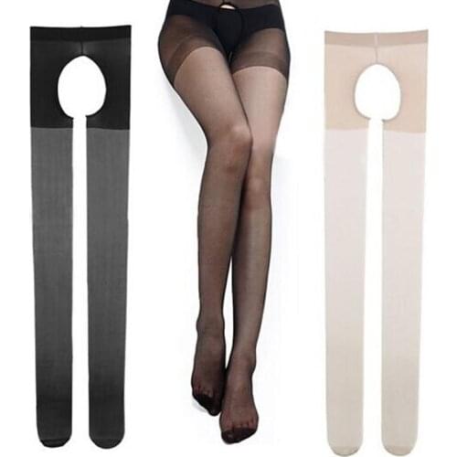 Sexy Women Crotchless Sheer Pantyhose Lingerie Open Crotch Stockings Tights Suspender Garter Hosiery
