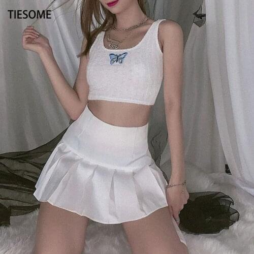 TIESOME Short Slim Tank Top Women Butterfly Cute Tanks 2020 Summer Knitting Tops Sleeveless Tee Shirts Women Clothes Casual