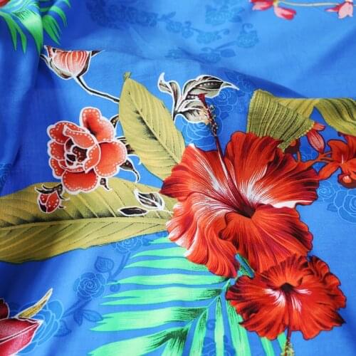 1 meter X 1.48 meter Floral Hawaii Dress Material Soft Viscose Poplin