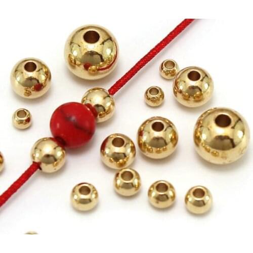 100 PCS 2mm 3mm 4mm 6mm 8mm 10mm Metal Raw Brass Round Beads DIY Hole Beads For Jewelry Making