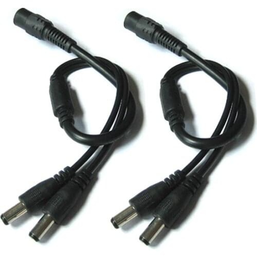 2pcs DC 1 to 2 Power Splitter Cable 1 Female to 2 male Cord 5.5x2.1mm for CCTV Camera