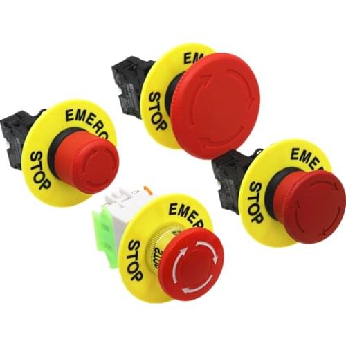 22mm red mushroom head emergency stop button switch XB2 LAY37 NO/NC alarm button switch