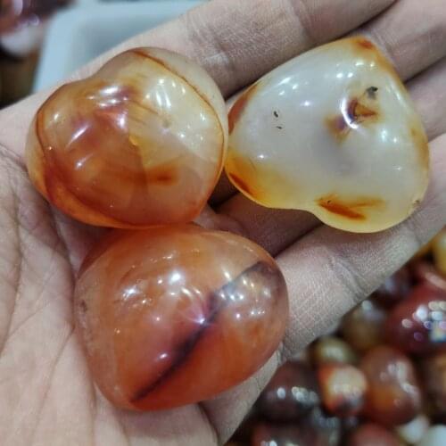 3pcs Natural Heart-Shaped Colorful Red Carnelian Agate Flame Geode Healing