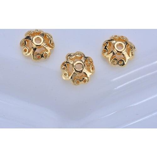 6mm Hollow Bead Holder Bracelet, Beaded Separator, Spot Bead Holder Flower Cap, Copper Plated Real Gold Universal Torus Bracelet