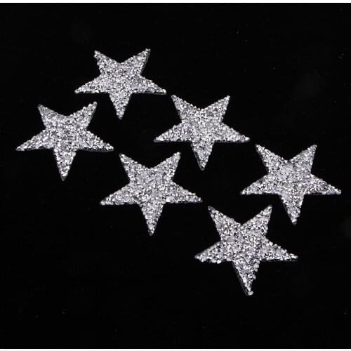 6 pieces Star Sequins Sew Iron on Applique Embroidered Patches Clothes Silver