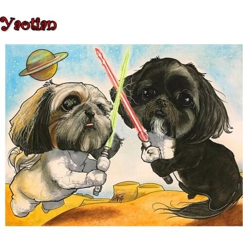 Diy 5D Round Diamond Painting Full Drill Square Shih Tzu Dog Cross Stitch Mosaic Rhinestones Embroidery Diamond Art Home Decor