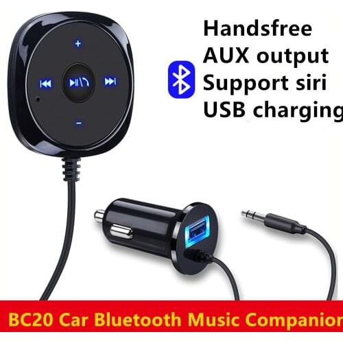 Handsfree Bluetooth Car Kit MP3 Player For Car USB Charger Support For Siri 3.5mm Aux Bluetooth Carkit