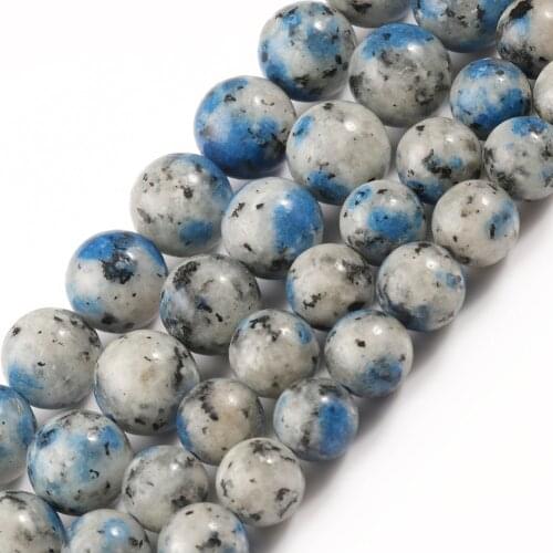 White Blue K2 Jaspers Natural Round Loose Stone Beads for Jewelry Making DIY Mineral Beaded Accessories15'' 6/8/10mm