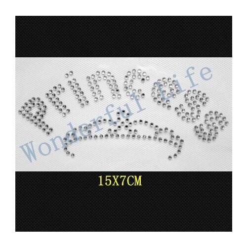 Free shipping PRINCESS CROWN for kids design in hotfix Rhinestone Iron On Heat Transfer for riding