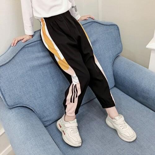 Girl Trousers Sports Pants Girls Clothing Kids Trousers Side Stripe Autumn Causal Loose Children School Sweatpants